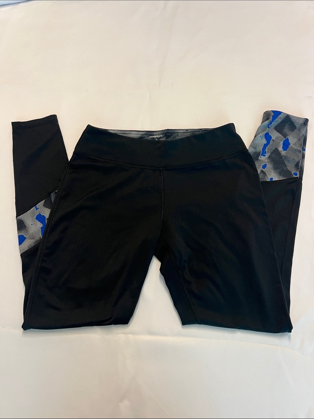Marika Black Leggings with Blue Camo Panels Size Medium